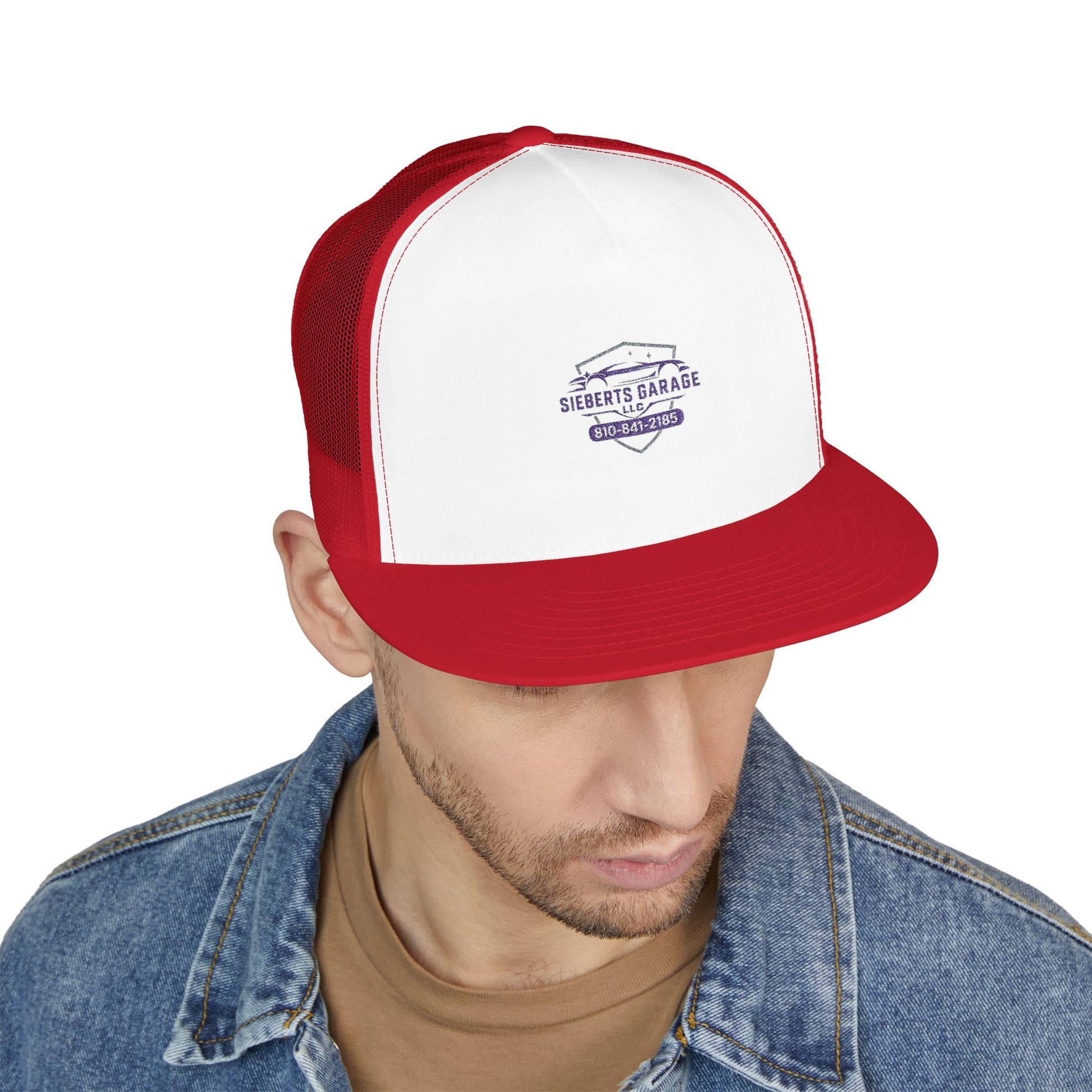 Red Embroidered 5 Panel Trucker Cap, Cool Summer Hat, Personalized Gift, Casual Style, Festival Accessory, Outdoor Gear