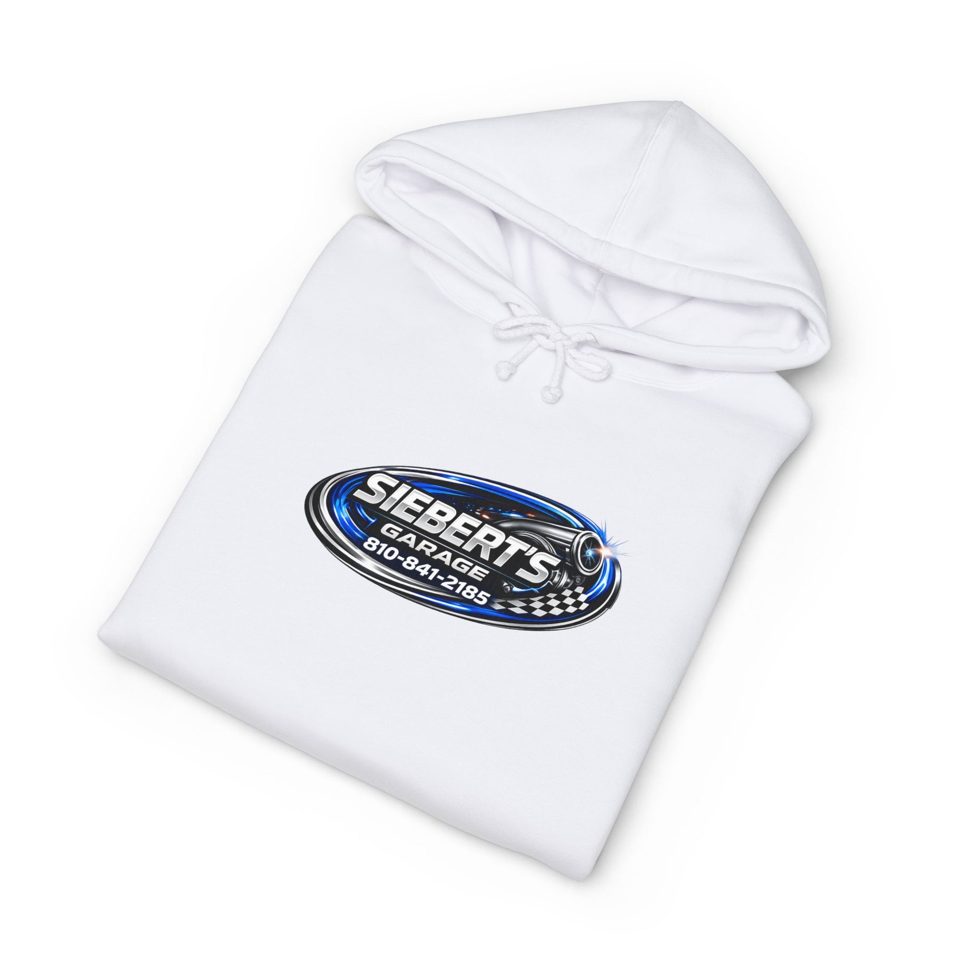 Siebert's Garage Hoodie — Retro Neon Car Performance & Custom Builds Sweatshirt