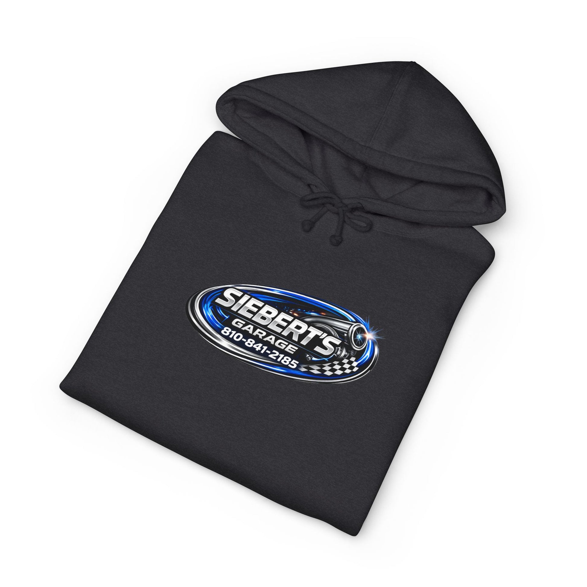 Siebert's Garage Hoodie — Retro Neon Car Performance & Custom Builds Sweatshirt