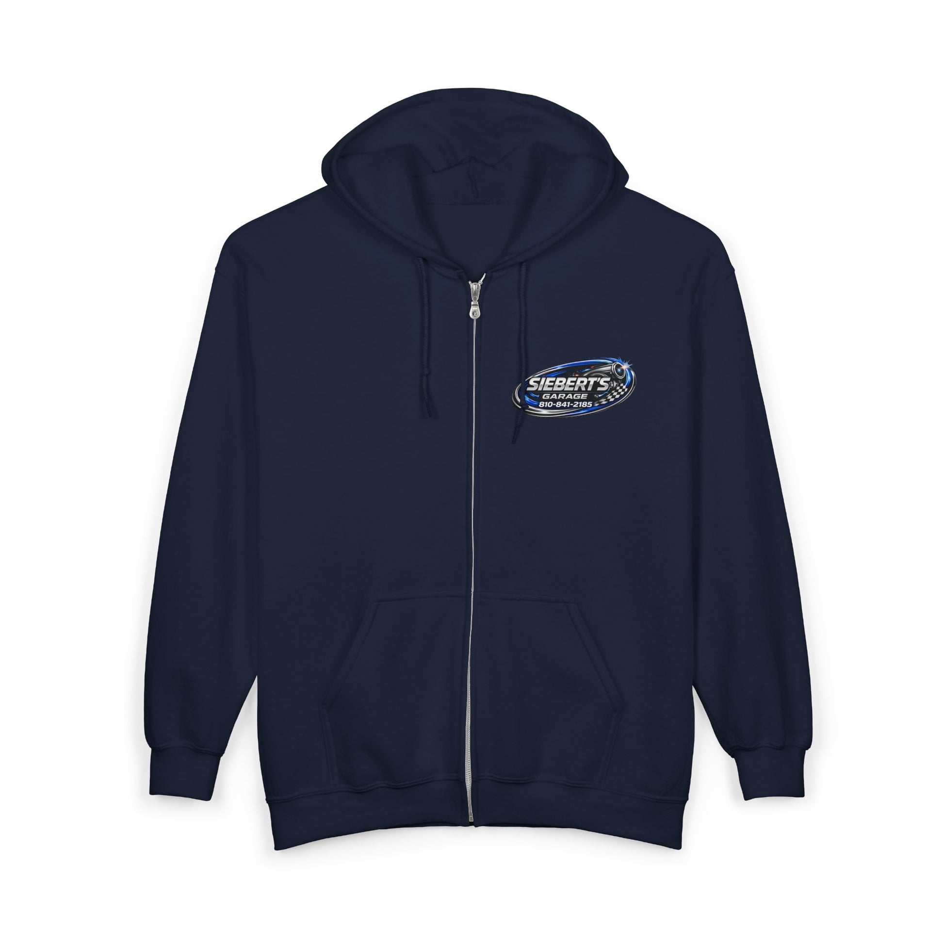 Garage Crew Zip Hoodie — Siebert's Garage Retro Neon Car Logo