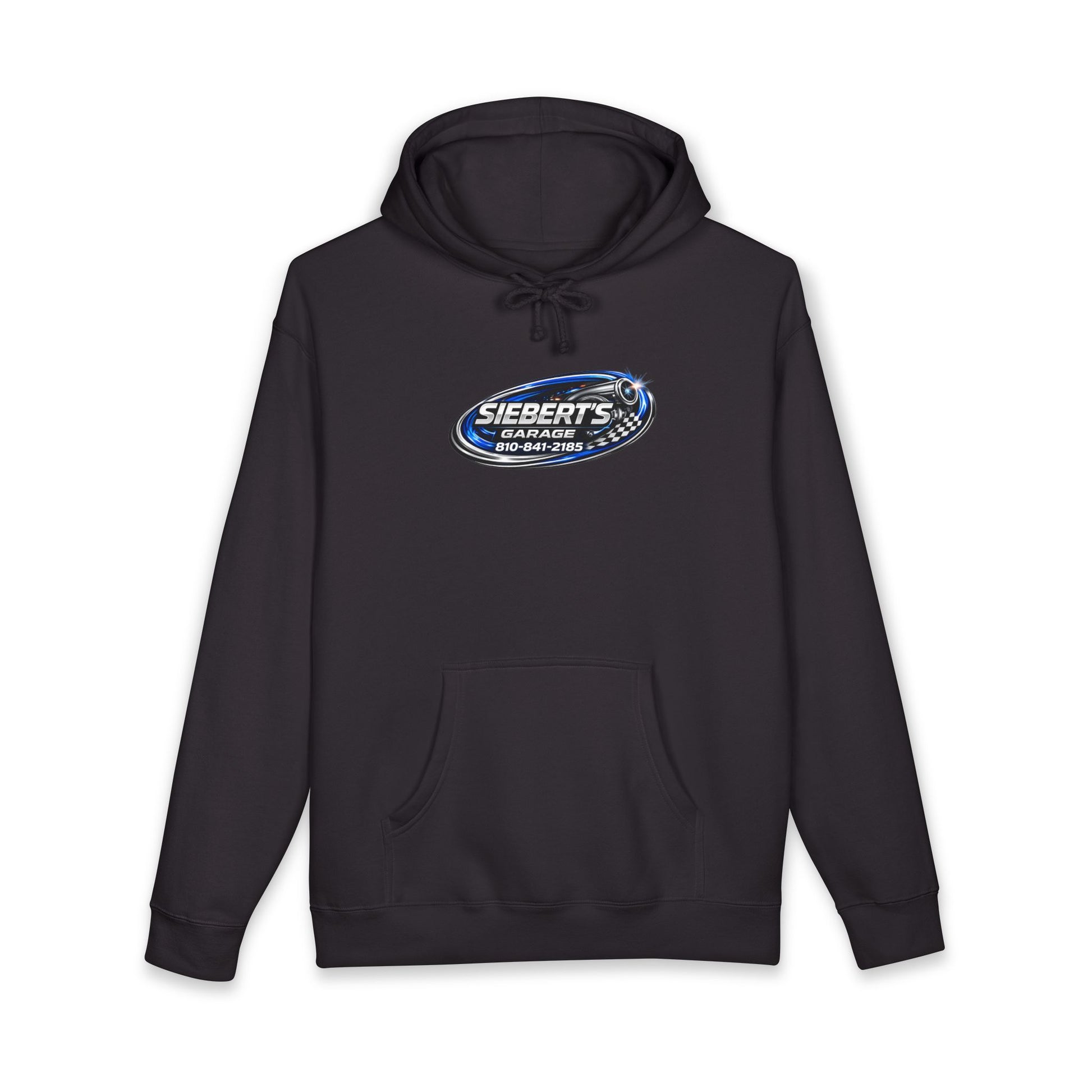 Siebert's Garage Hoodie — Retro Neon Car Performance & Custom Builds Sweatshirt