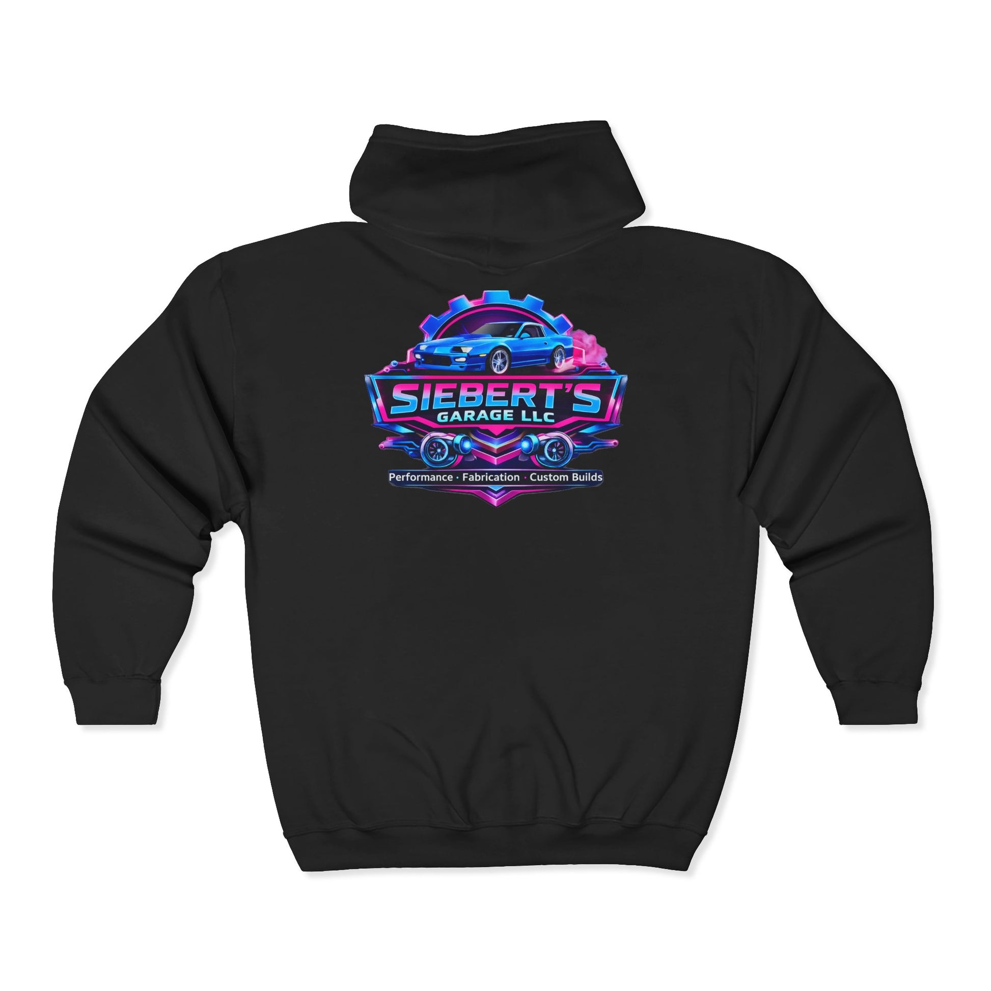 Garage Crew Zip Hoodie — Siebert's Garage Retro Neon Car Logo