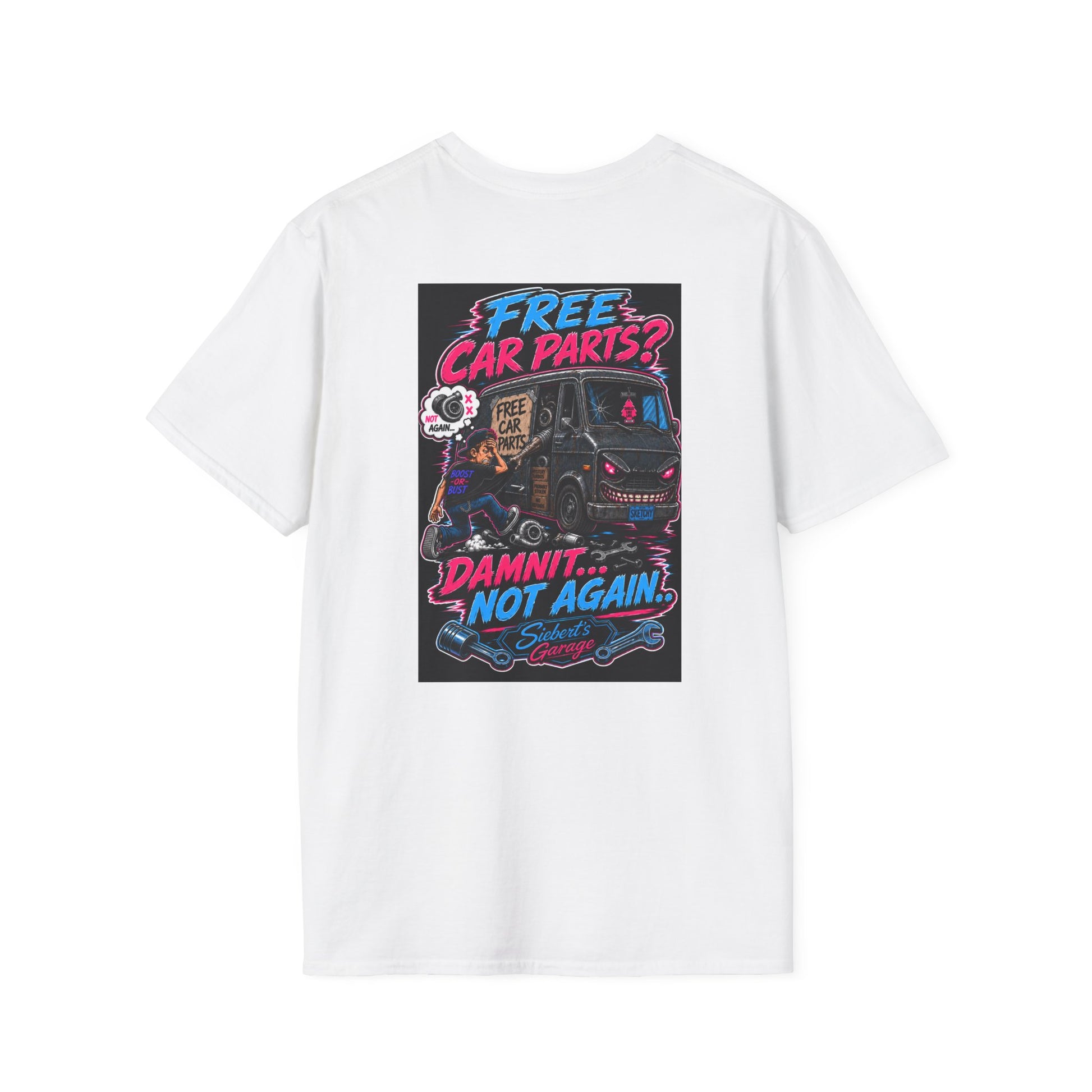 Not again T-Shirt — Siebert's Garage Retro Neon Logo Tee
