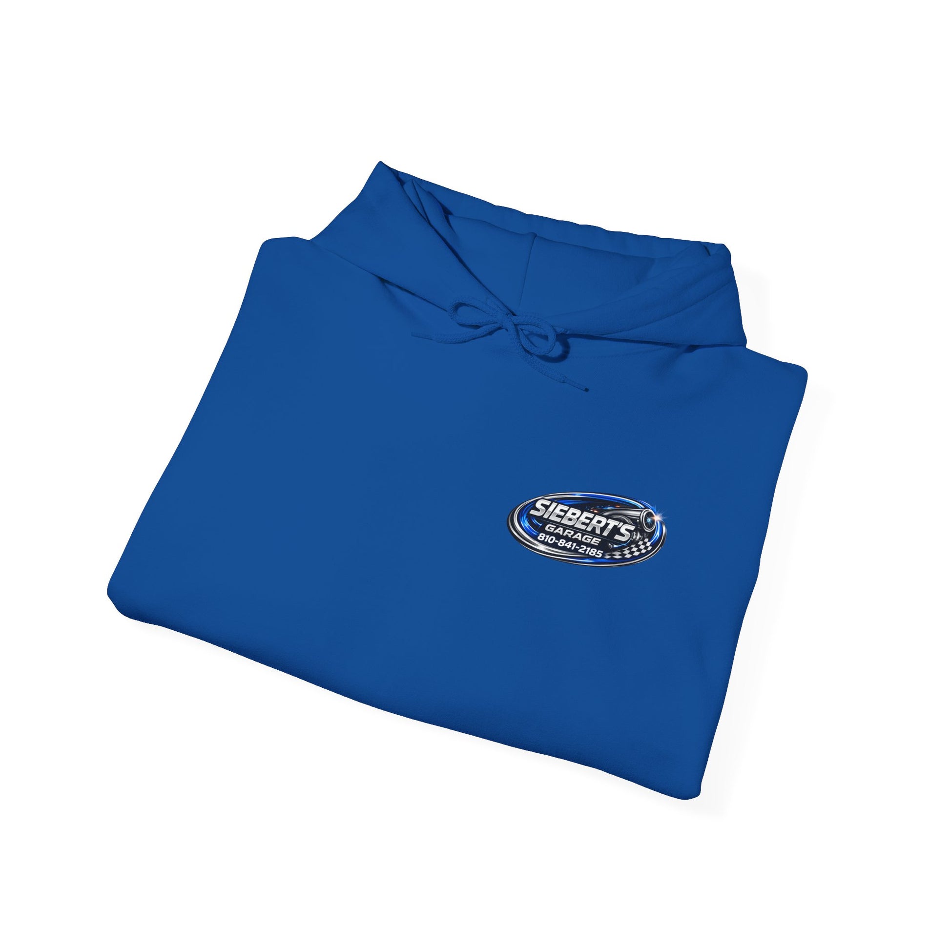 Siebert's Garage Logo Hoodie — Retro Neon Car Shop Pullover