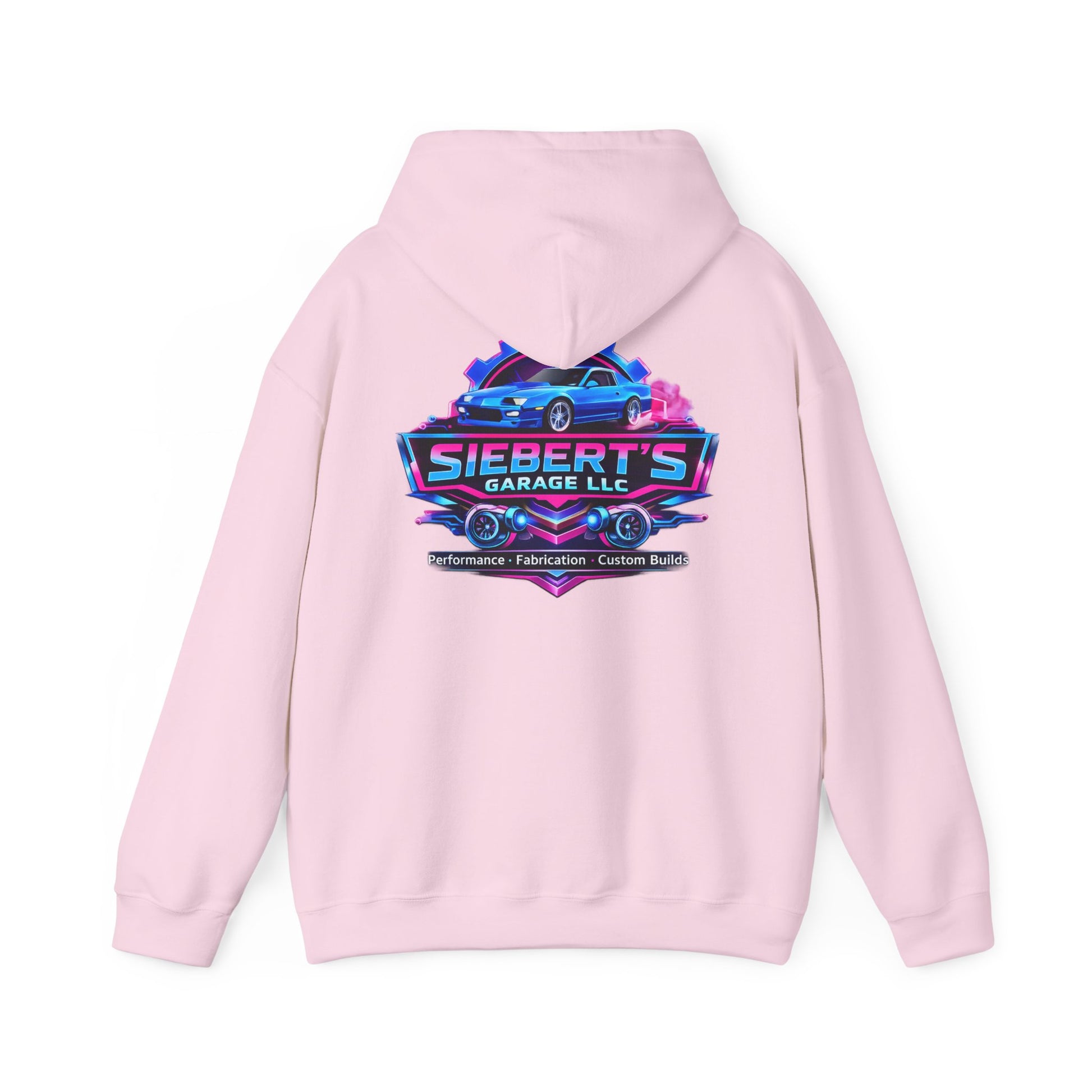 Siebert's Garage Logo Hoodie — Retro Neon Car Shop Pullover