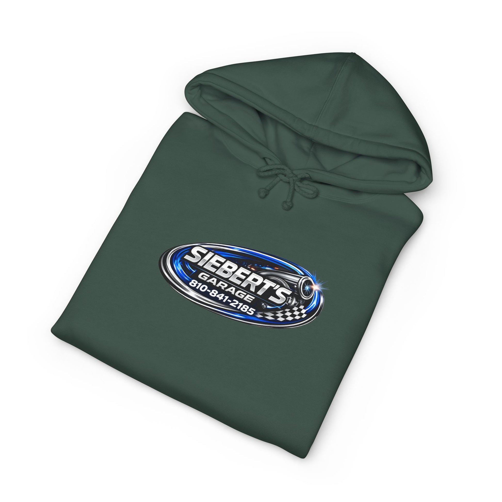 Siebert's Garage Hoodie — Retro Neon Car Performance & Custom Builds Sweatshirt