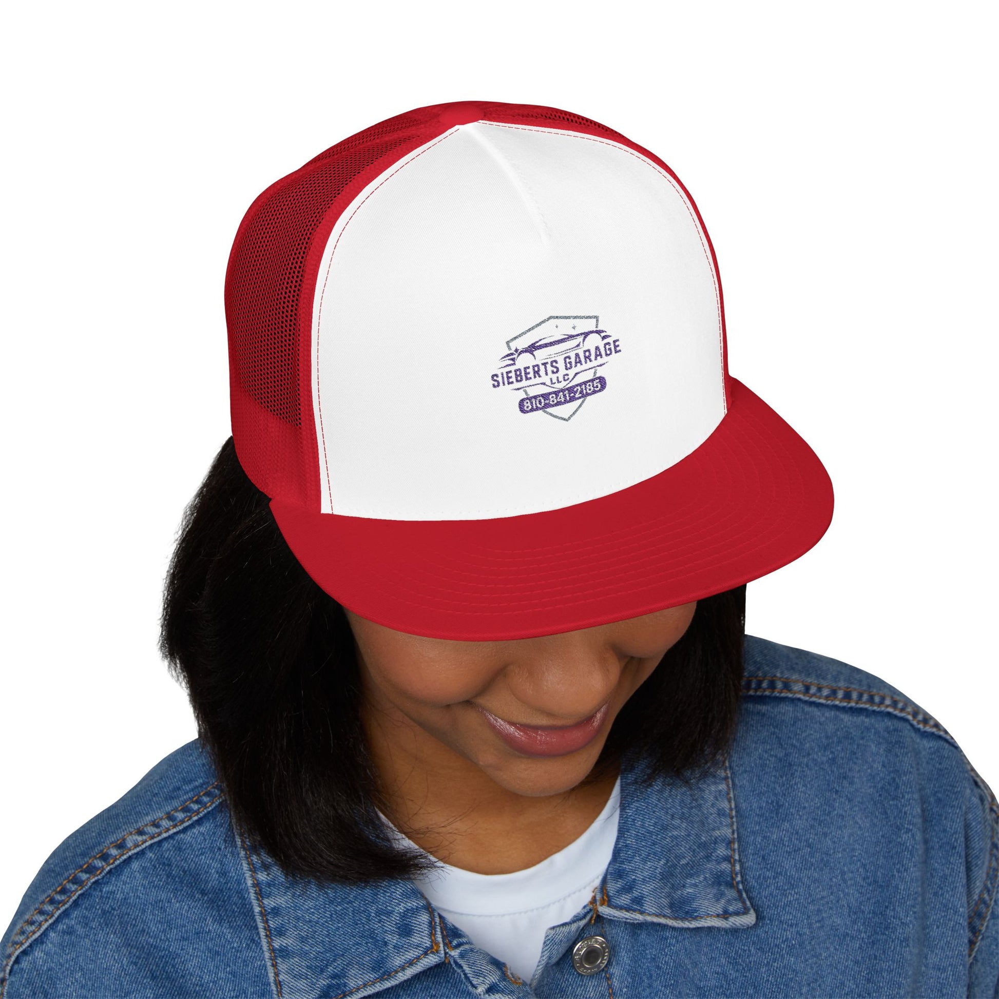 Red Embroidered 5 Panel Trucker Cap, Cool Summer Hat, Personalized Gift, Casual Style, Festival Accessory, Outdoor Gear