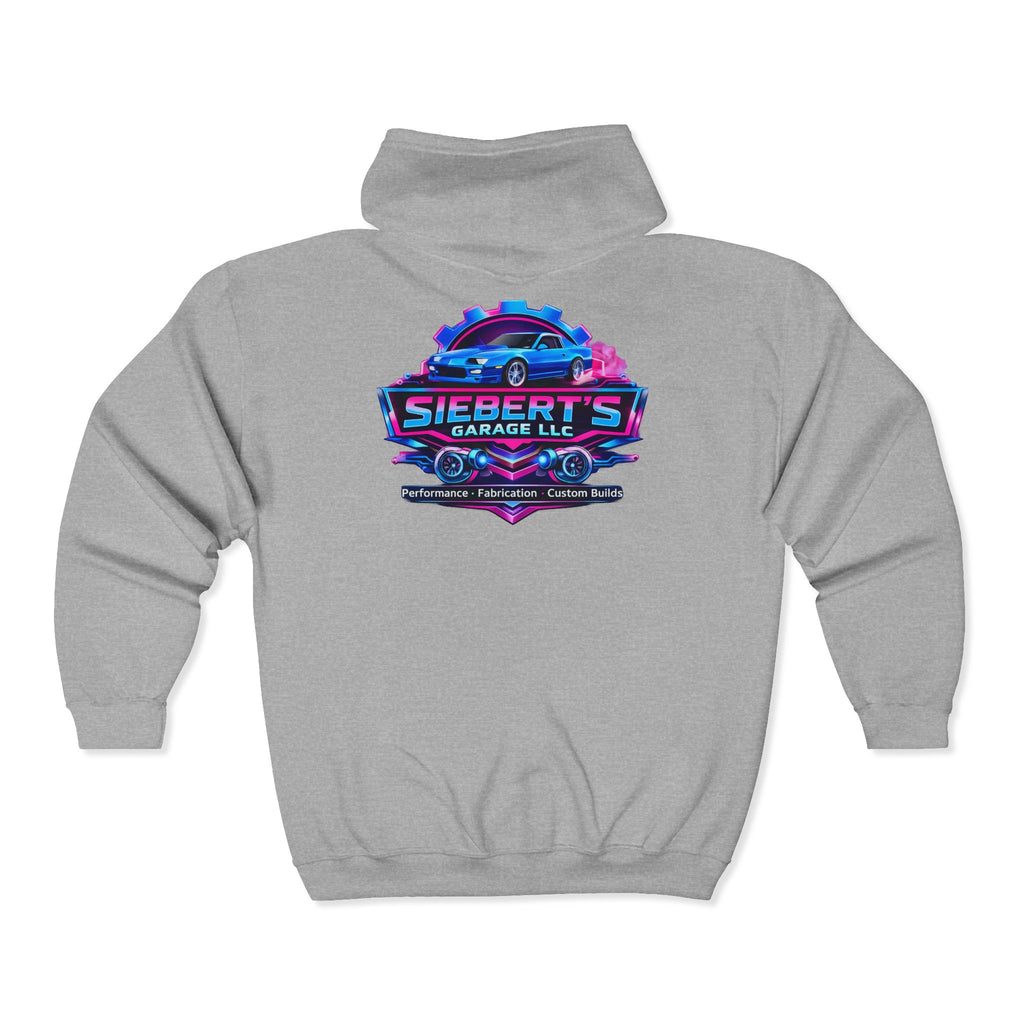 Garage Crew Zip Hoodie — Siebert's Garage Retro Neon Car Logo