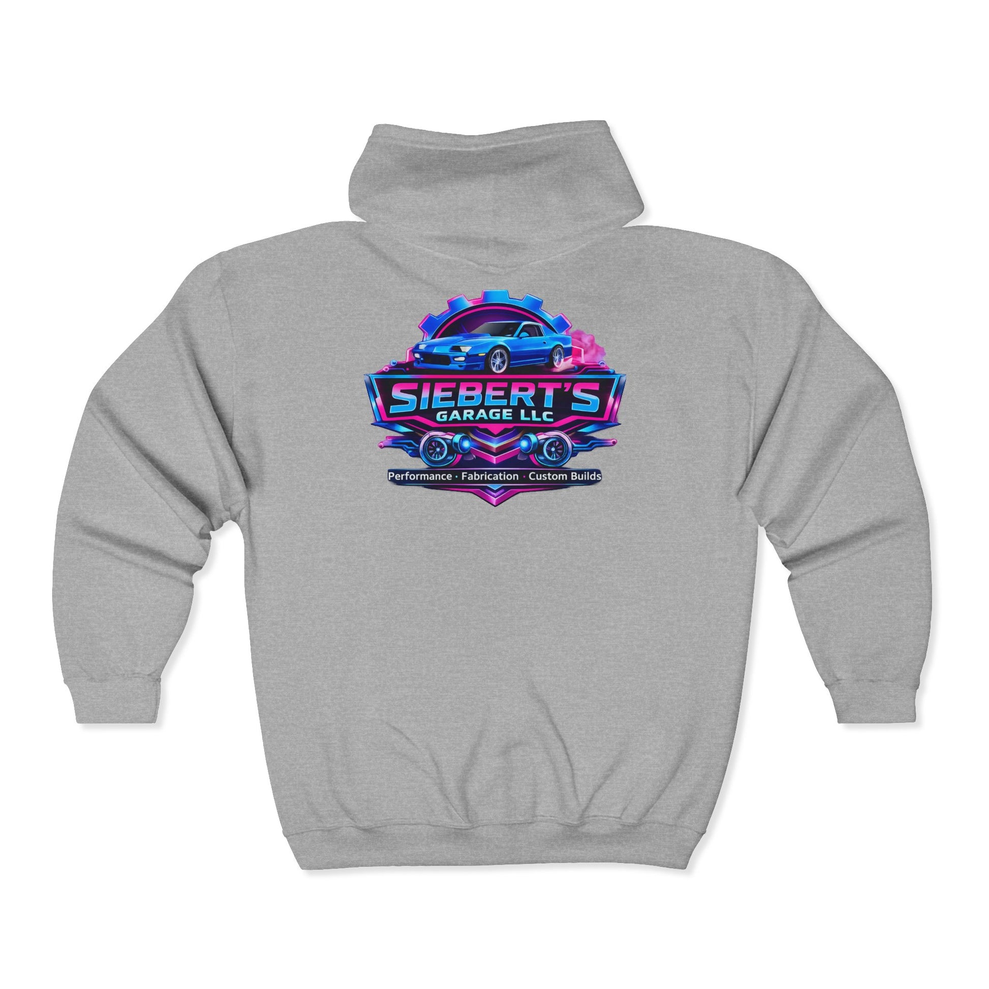 Garage Crew Zip Hoodie — Siebert's Garage Retro Neon Car Logo