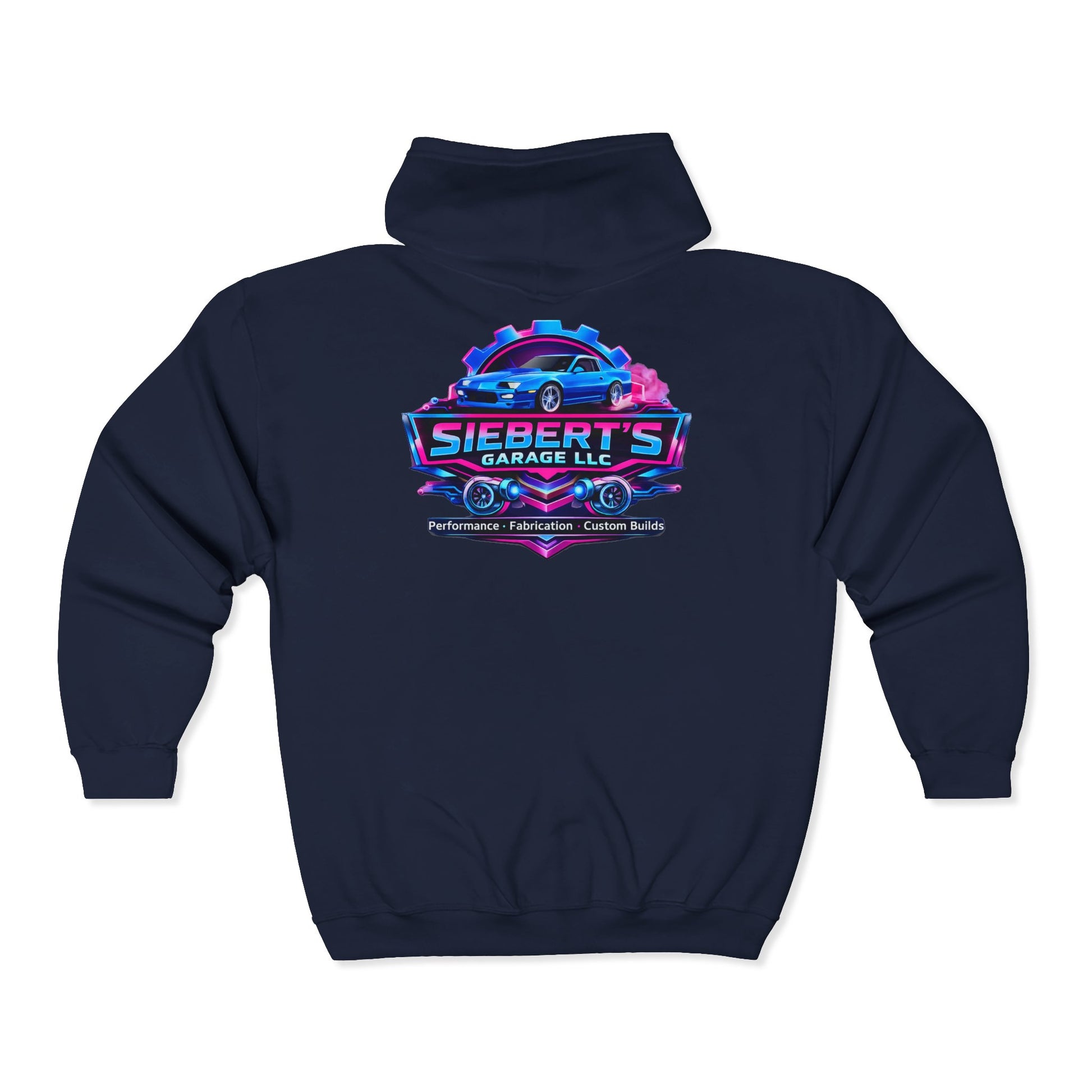 Garage Crew Zip Hoodie — Siebert's Garage Retro Neon Car Logo