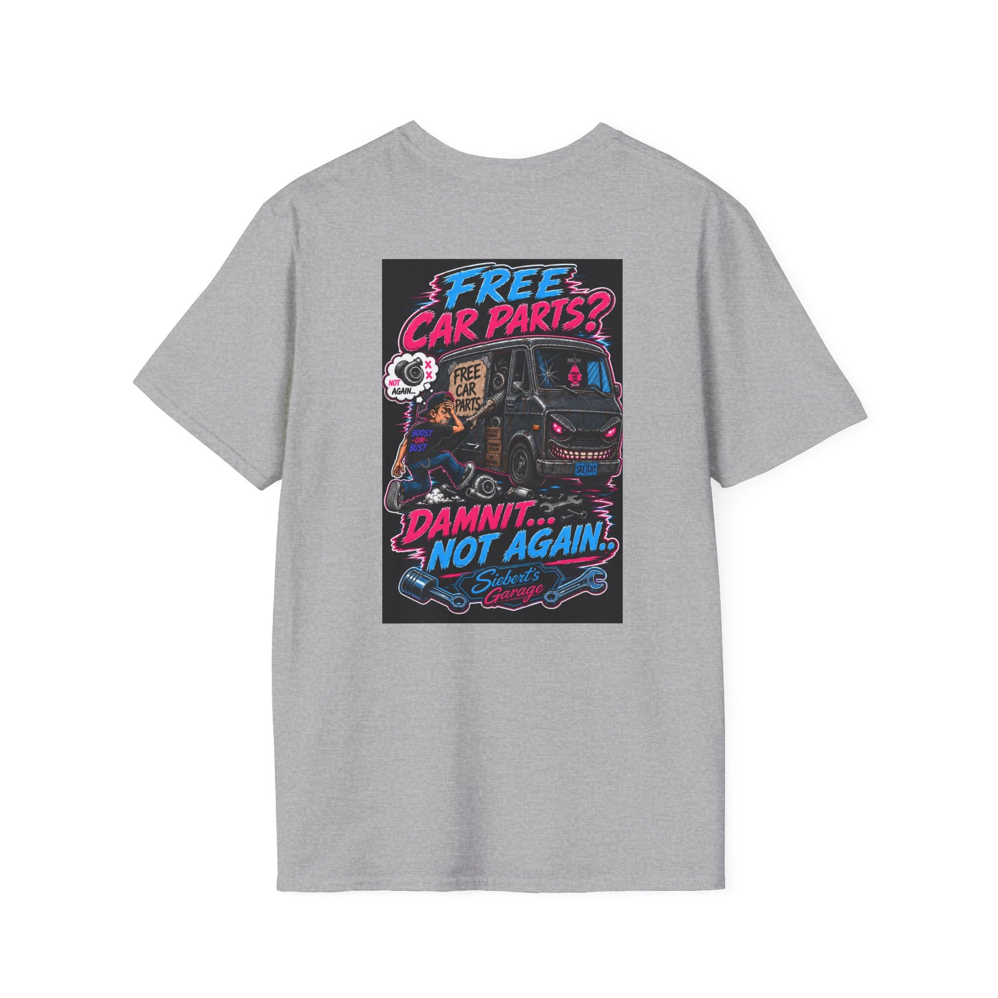 Not again T-Shirt — Siebert's Garage Retro Neon Logo Tee