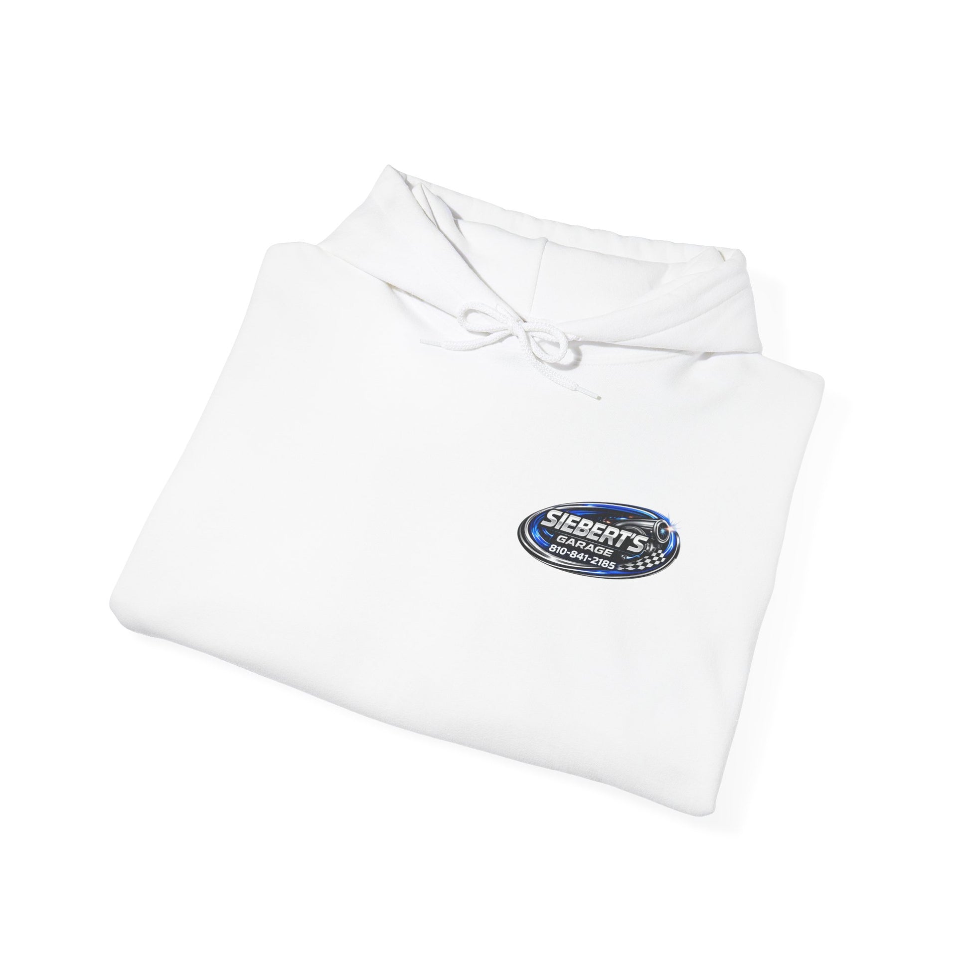 Siebert's Garage Logo Hoodie — Retro Neon Car Shop Pullover