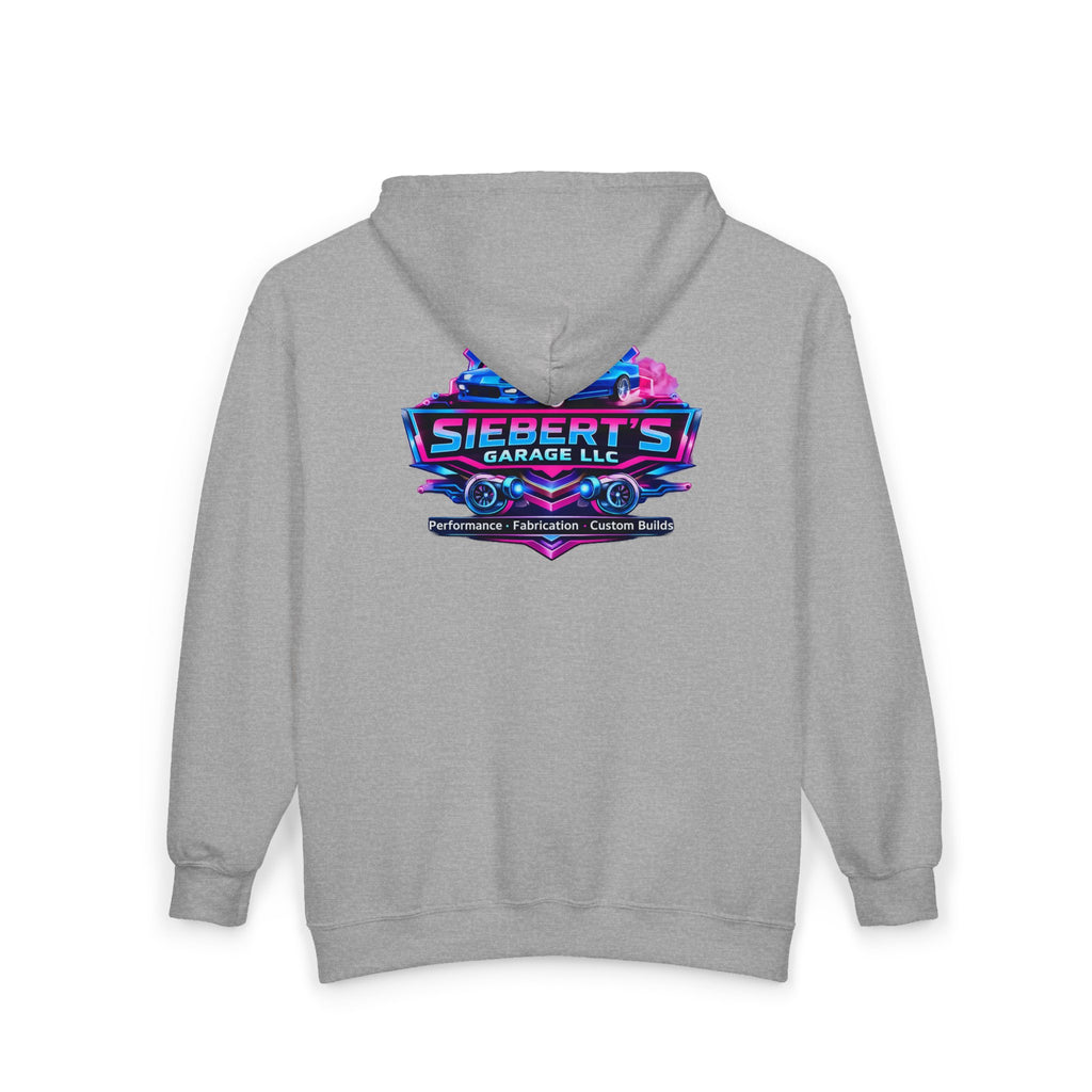 Garage Crew Zip Hoodie — Siebert's Garage Retro Neon Car Logo