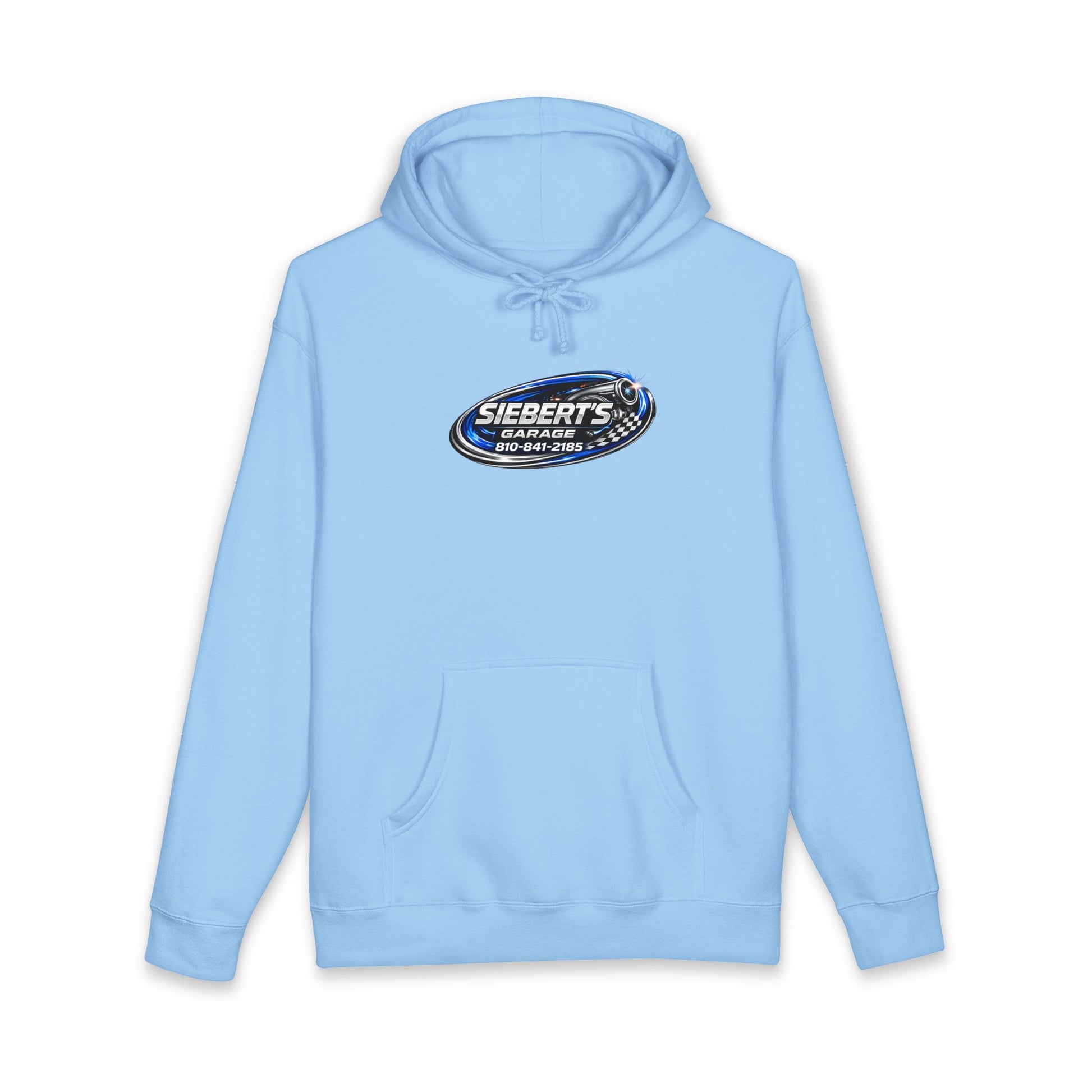 Siebert's Garage Hoodie — Retro Neon Car Performance & Custom Builds Sweatshirt