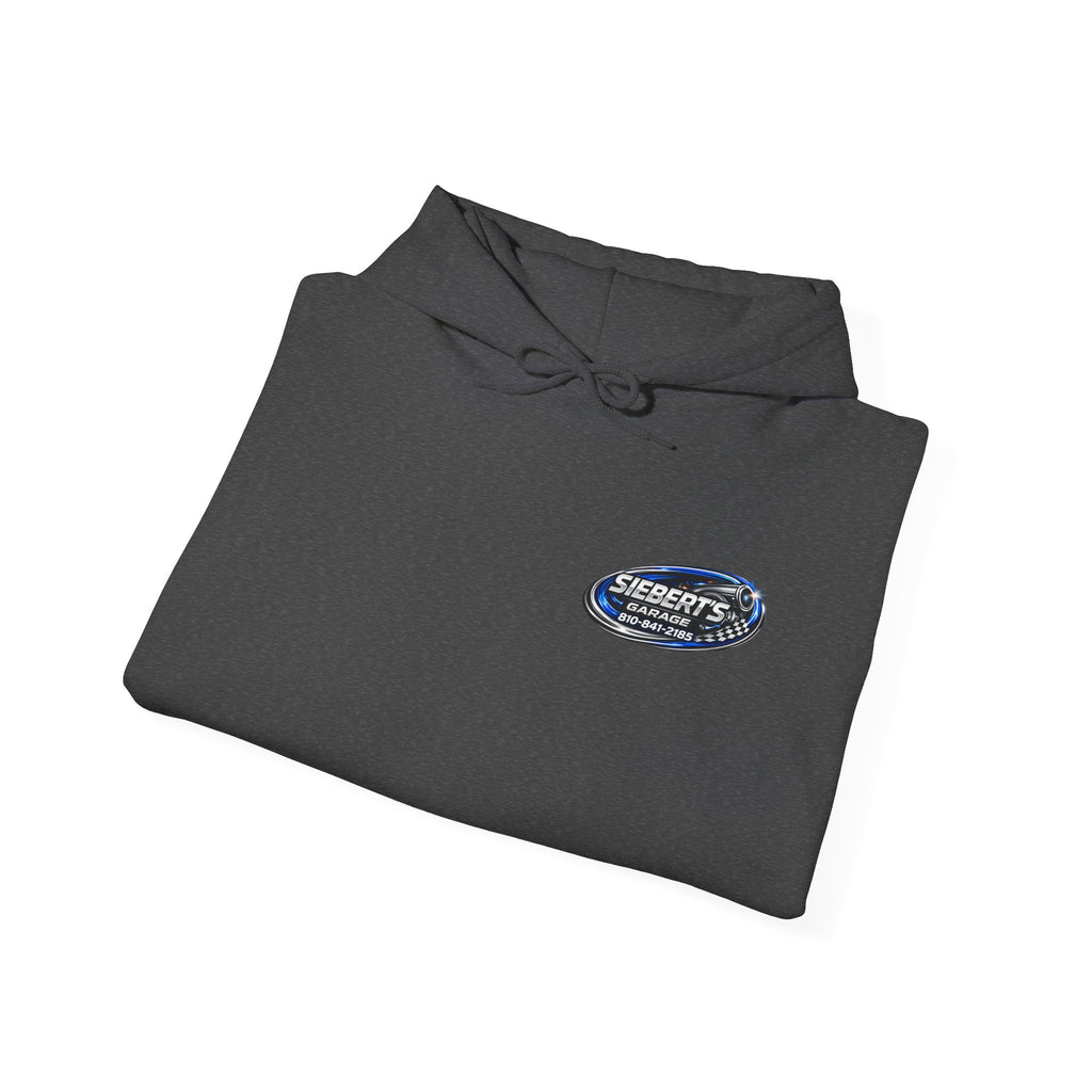Siebert's Garage Logo Hoodie — Retro Neon Car Shop Pullover