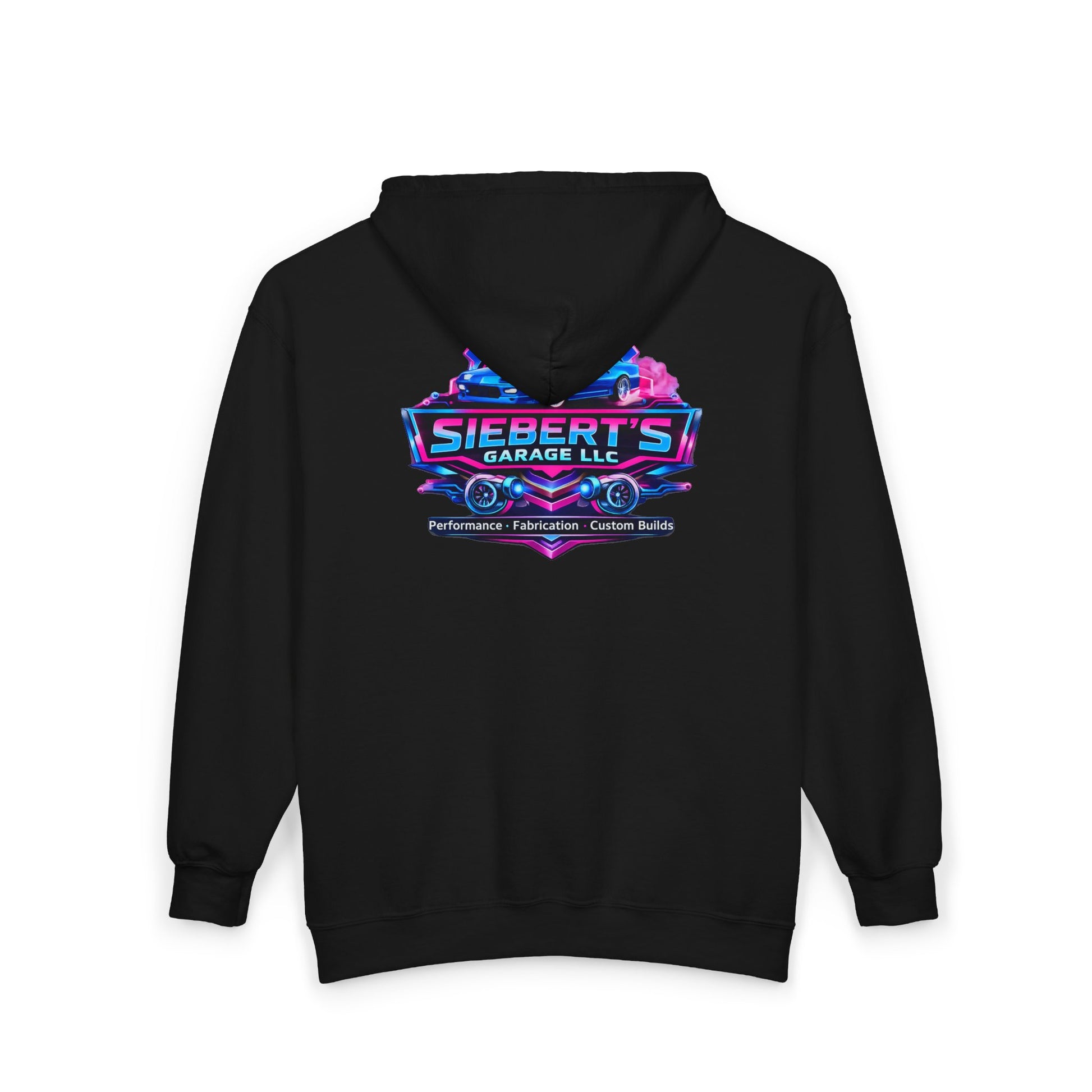Garage Crew Zip Hoodie — Siebert's Garage Retro Neon Car Logo