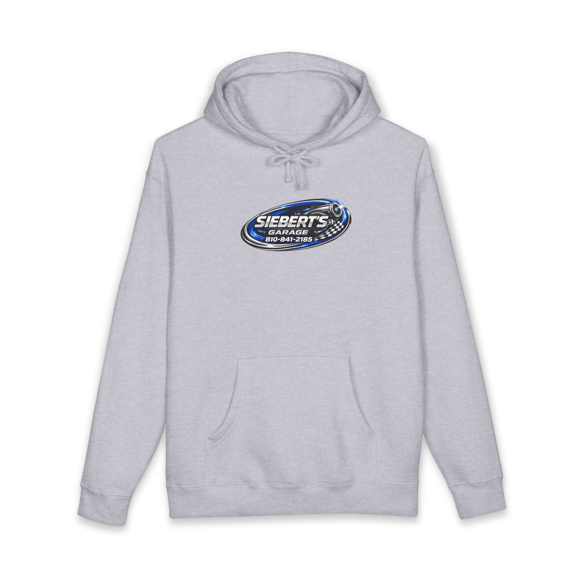 Siebert's Garage Hoodie — Retro Neon Car Performance & Custom Builds Sweatshirt