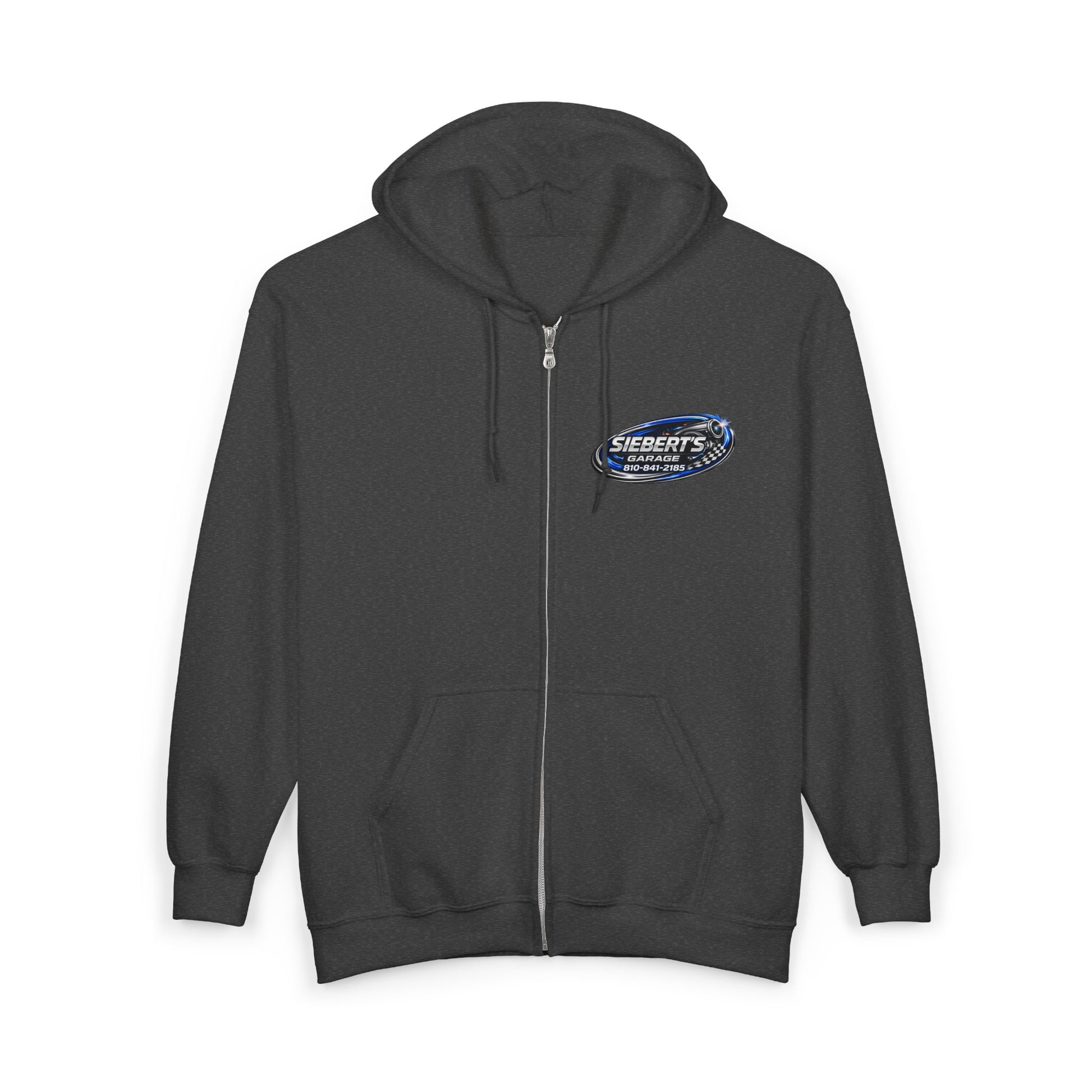Garage Crew Zip Hoodie — Siebert's Garage Retro Neon Car Logo