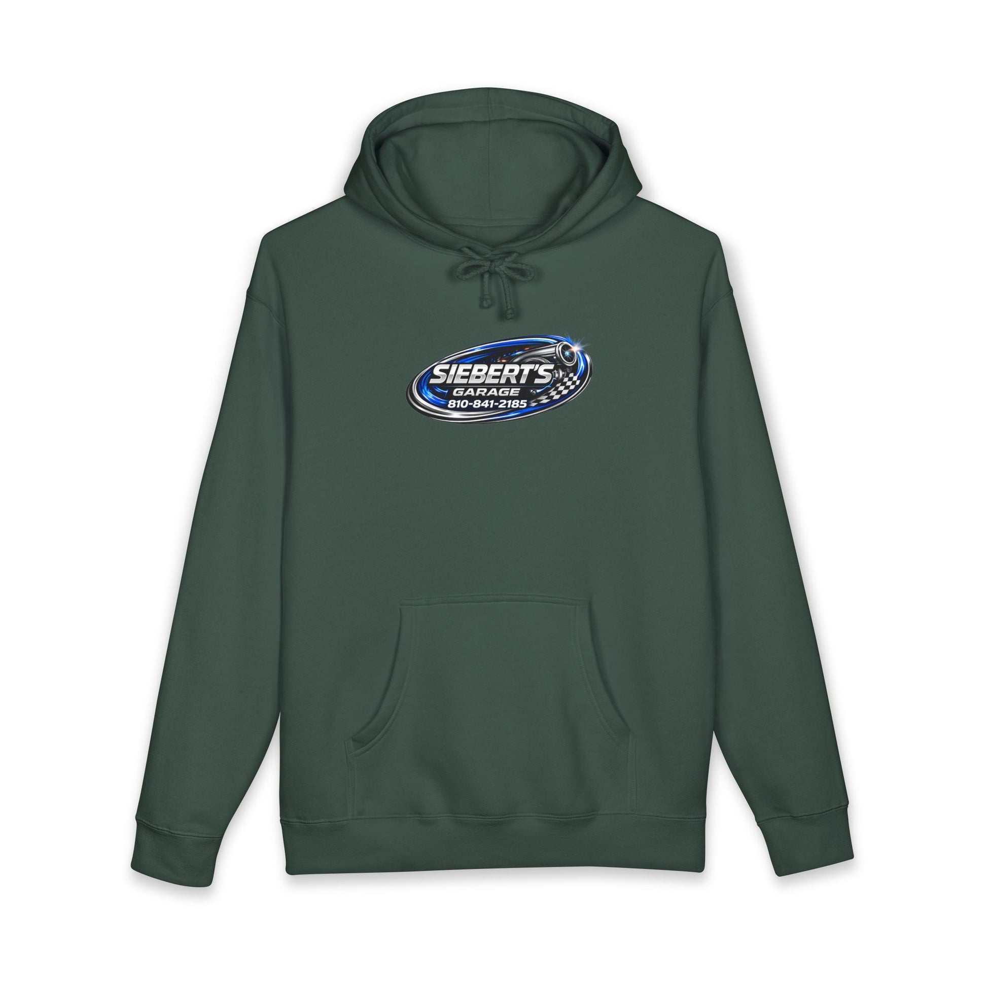 Siebert's Garage Hoodie — Retro Neon Car Performance & Custom Builds Sweatshirt