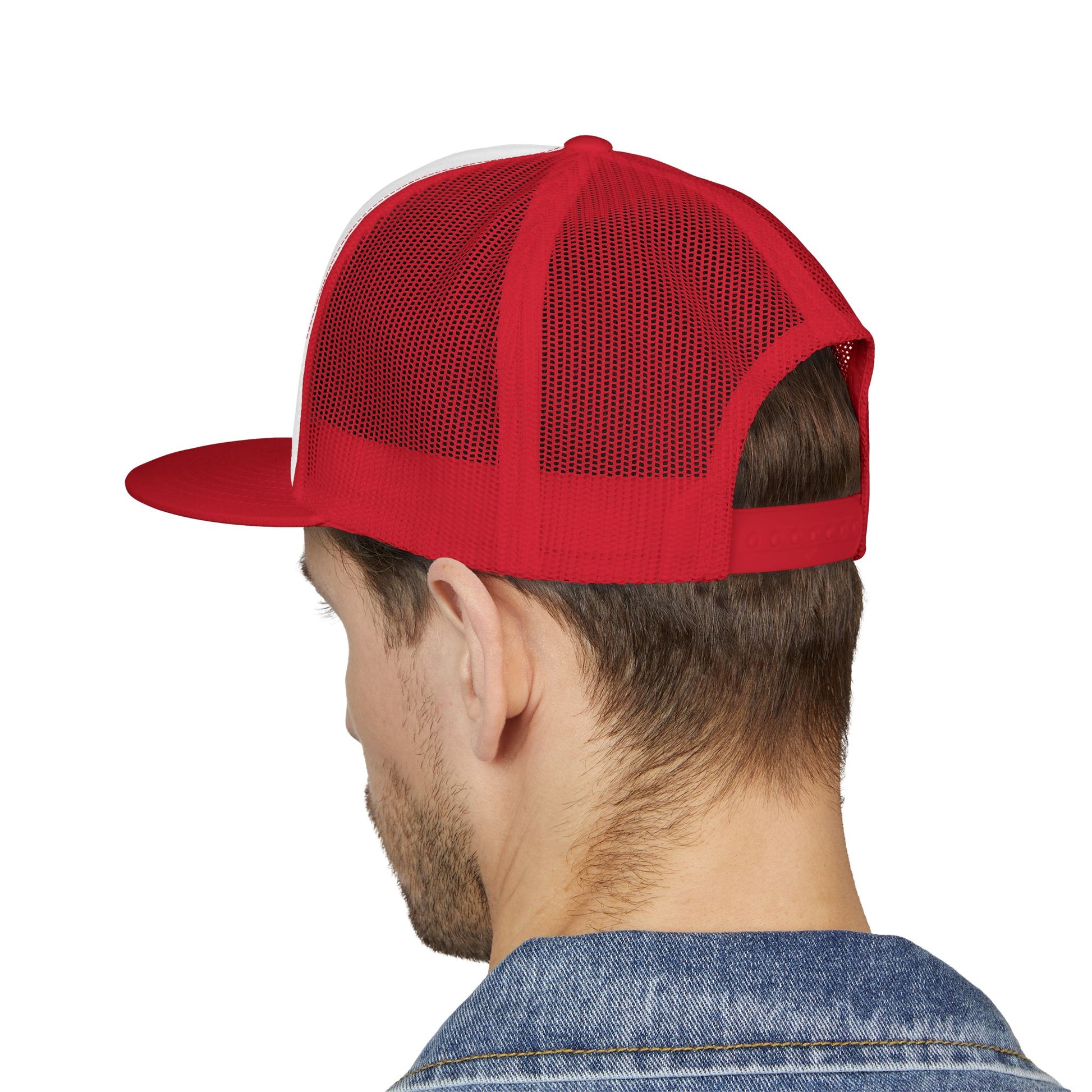 Red Embroidered 5 Panel Trucker Cap, Cool Summer Hat, Personalized Gift, Casual Style, Festival Accessory, Outdoor Gear