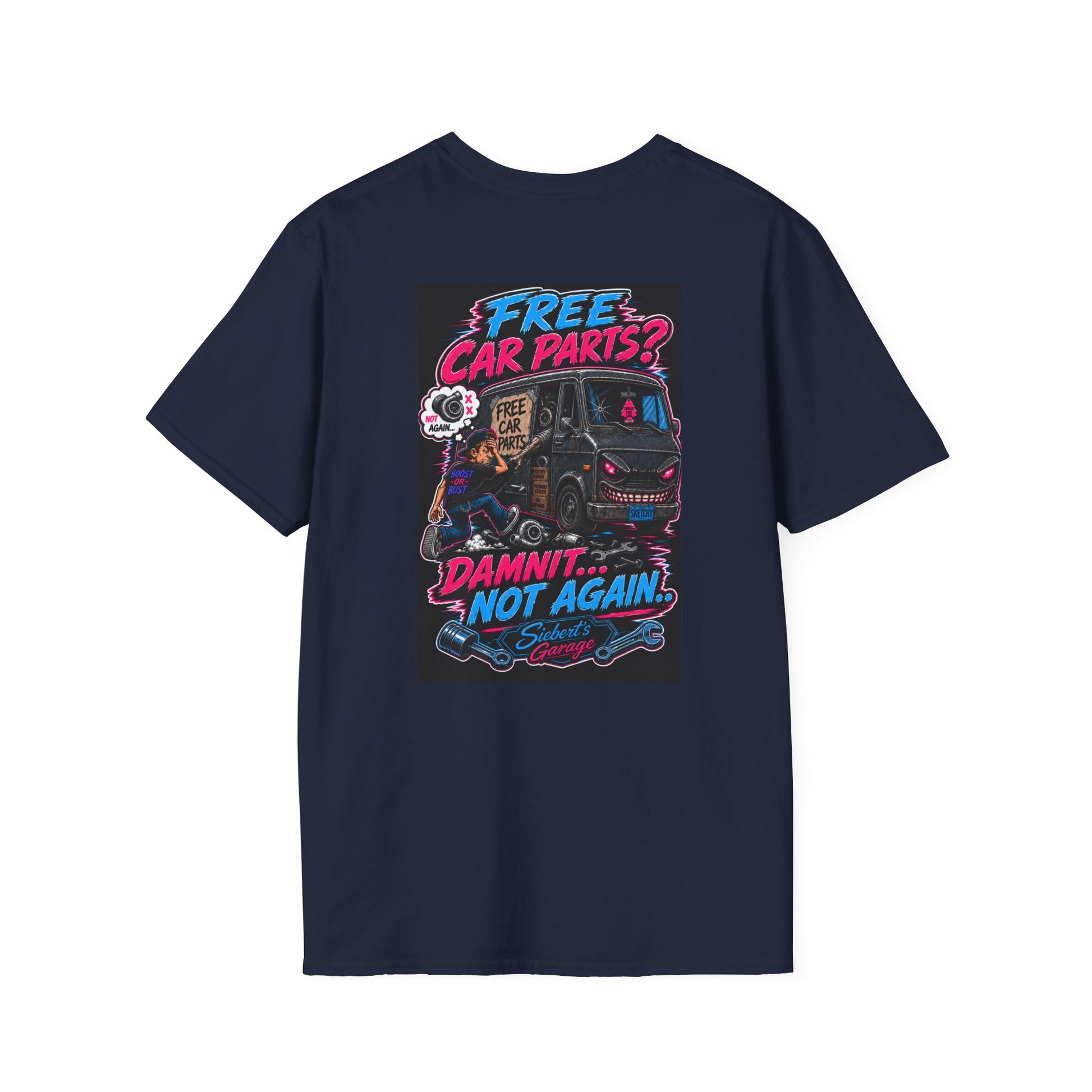 Not again T-Shirt — Siebert's Garage Retro Neon Logo Tee