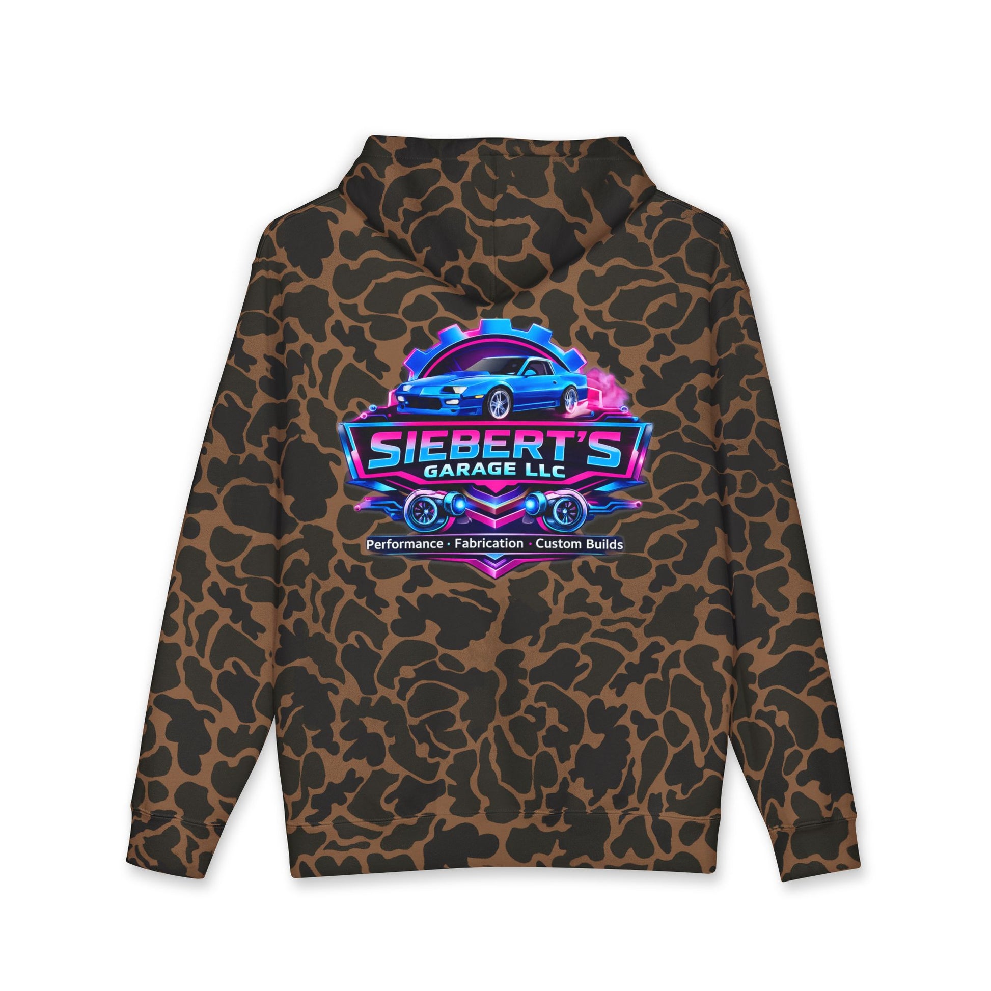 Siebert's Garage Hoodie — Retro Neon Car Performance & Custom Builds Sweatshirt