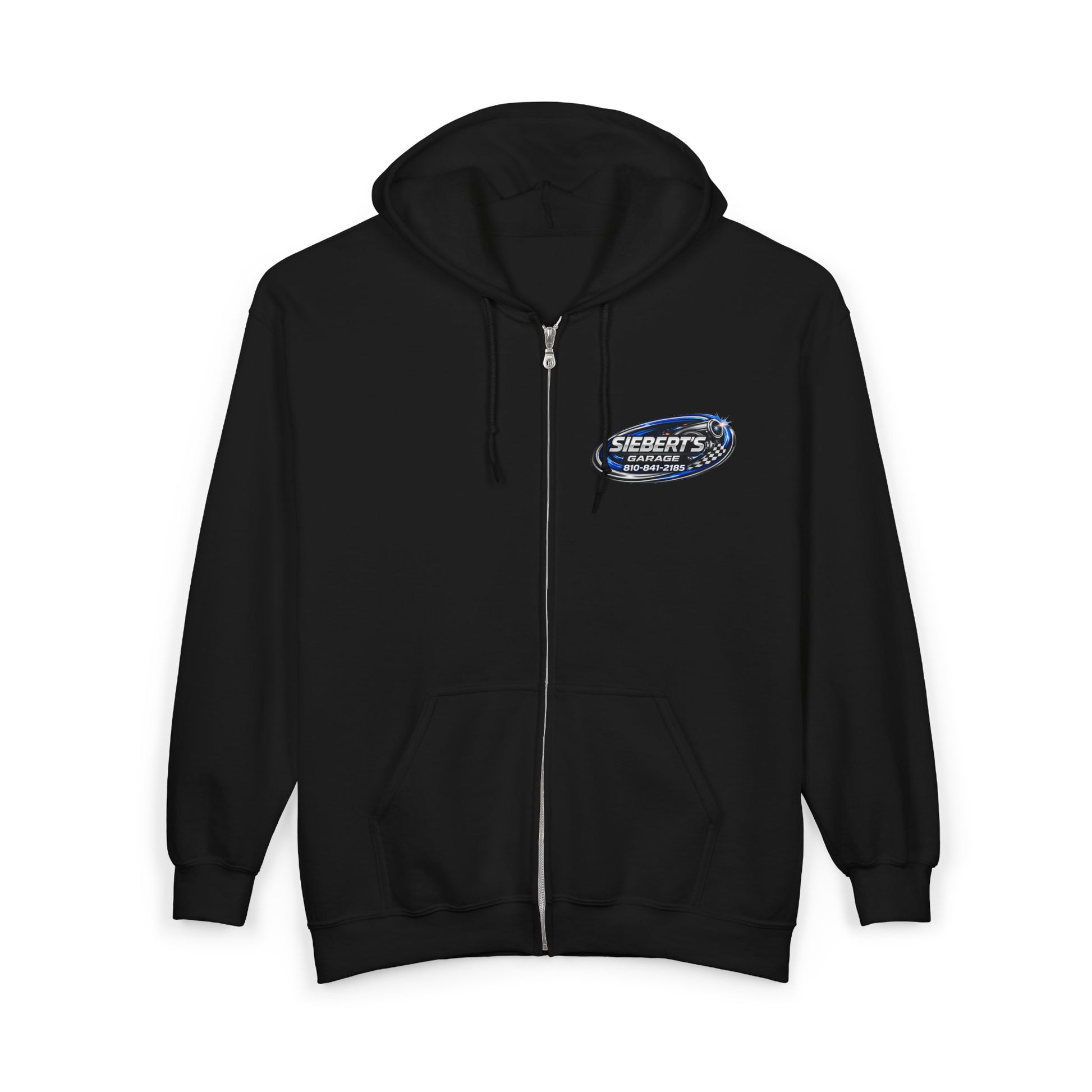 Garage Crew Zip Hoodie — Siebert's Garage Retro Neon Car Logo