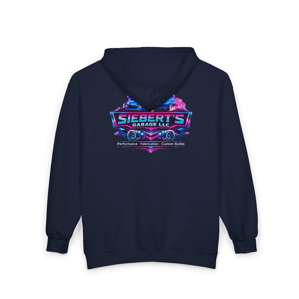 Garage Crew Zip Hoodie — Siebert's Garage Retro Neon Car Logo
