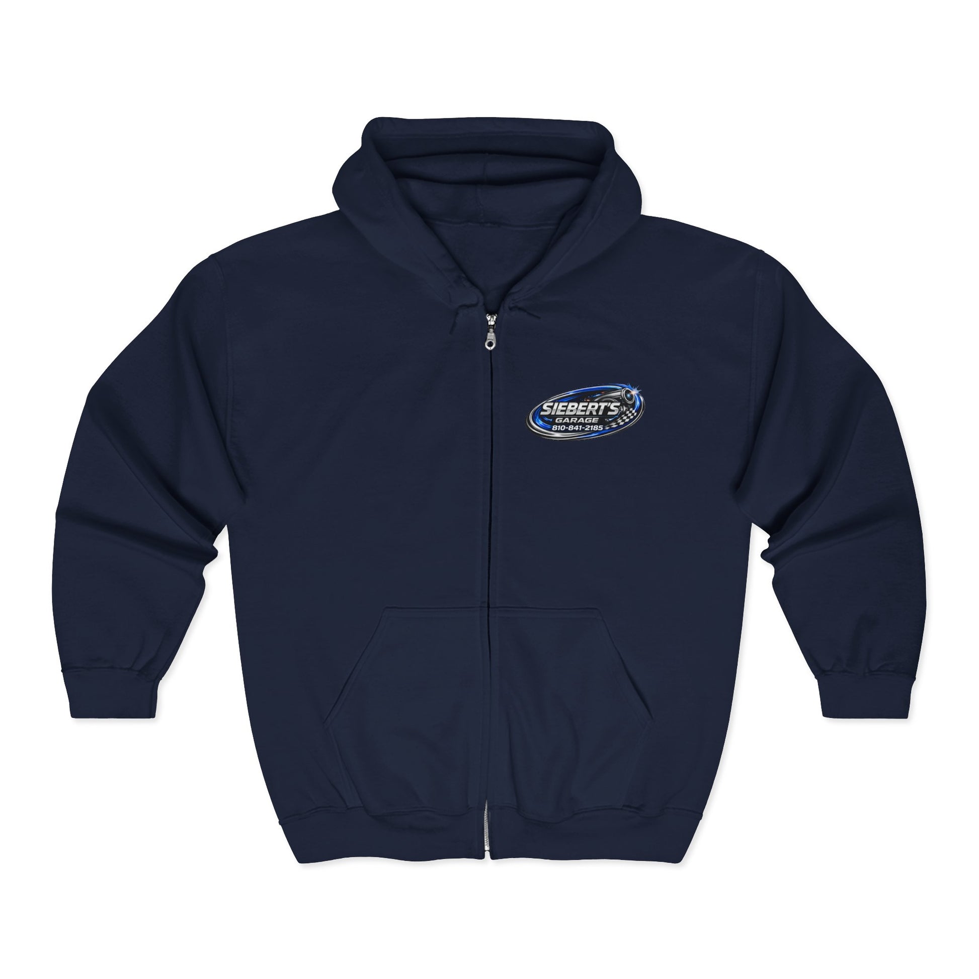 Garage Crew Zip Hoodie — Siebert's Garage Retro Neon Car Logo