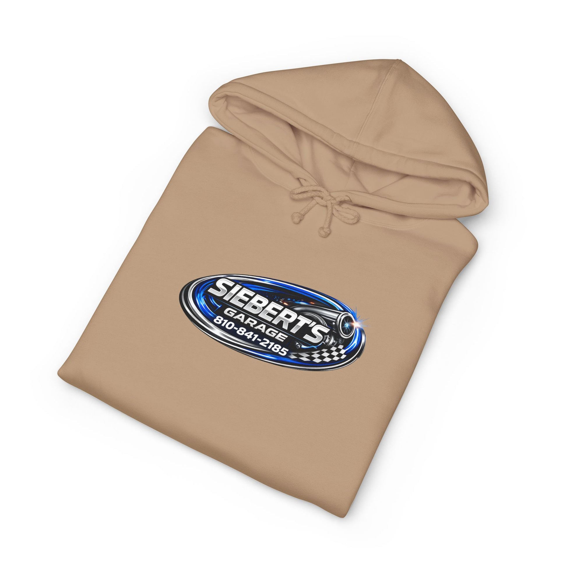 Siebert's Garage Hoodie — Retro Neon Car Performance & Custom Builds Sweatshirt