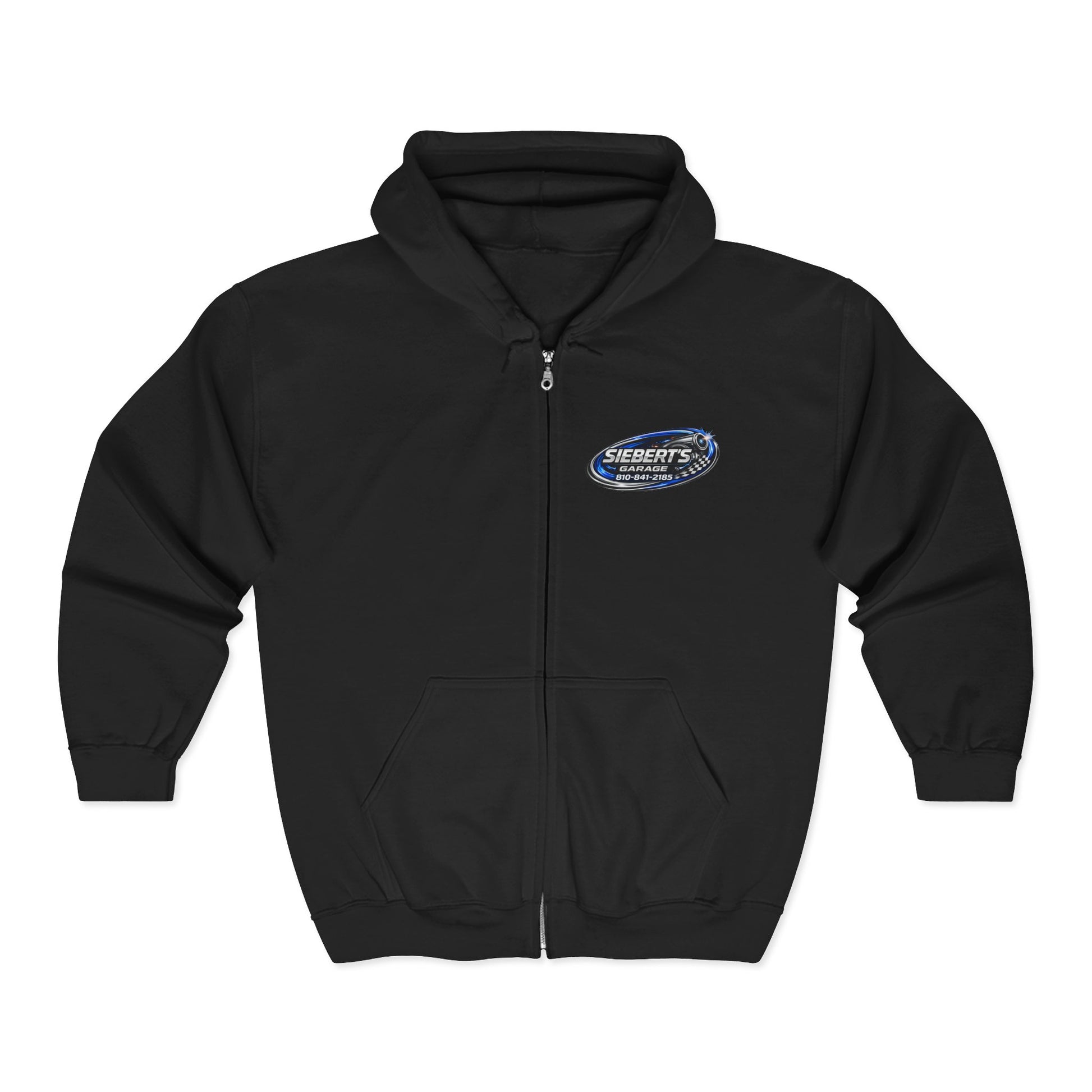 Garage Crew Zip Hoodie — Siebert's Garage Retro Neon Car Logo