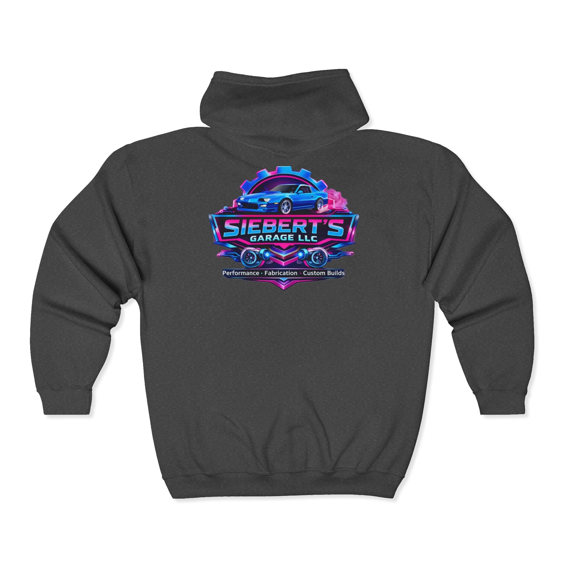 Garage Crew Zip Hoodie — Siebert's Garage Retro Neon Car Logo